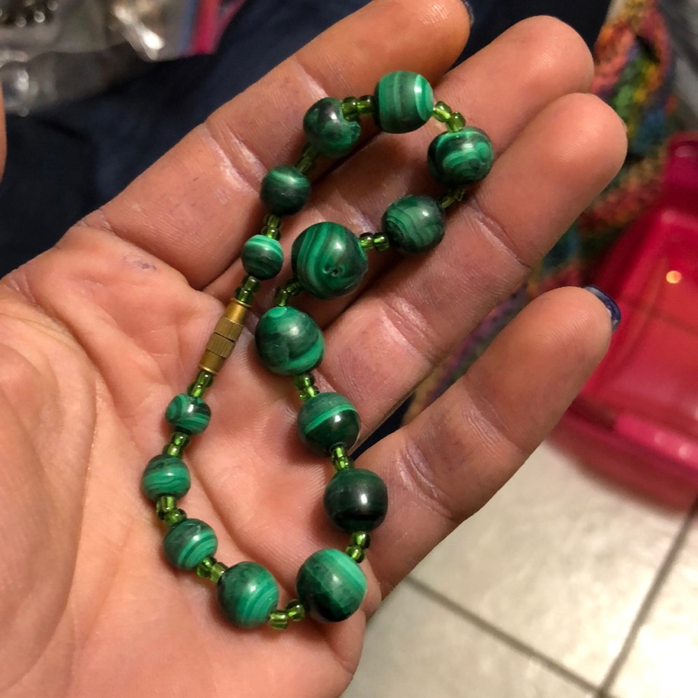 Genuine African Malachite Beaded Bracelet